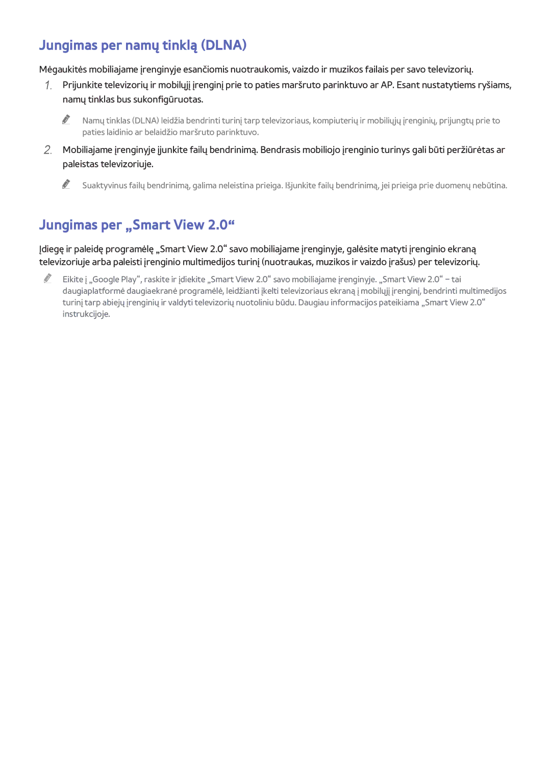 Samsung UE40H6690SVXZG manual Jungimas per namų tinklą Dlna, Jungimas per „Smart View 