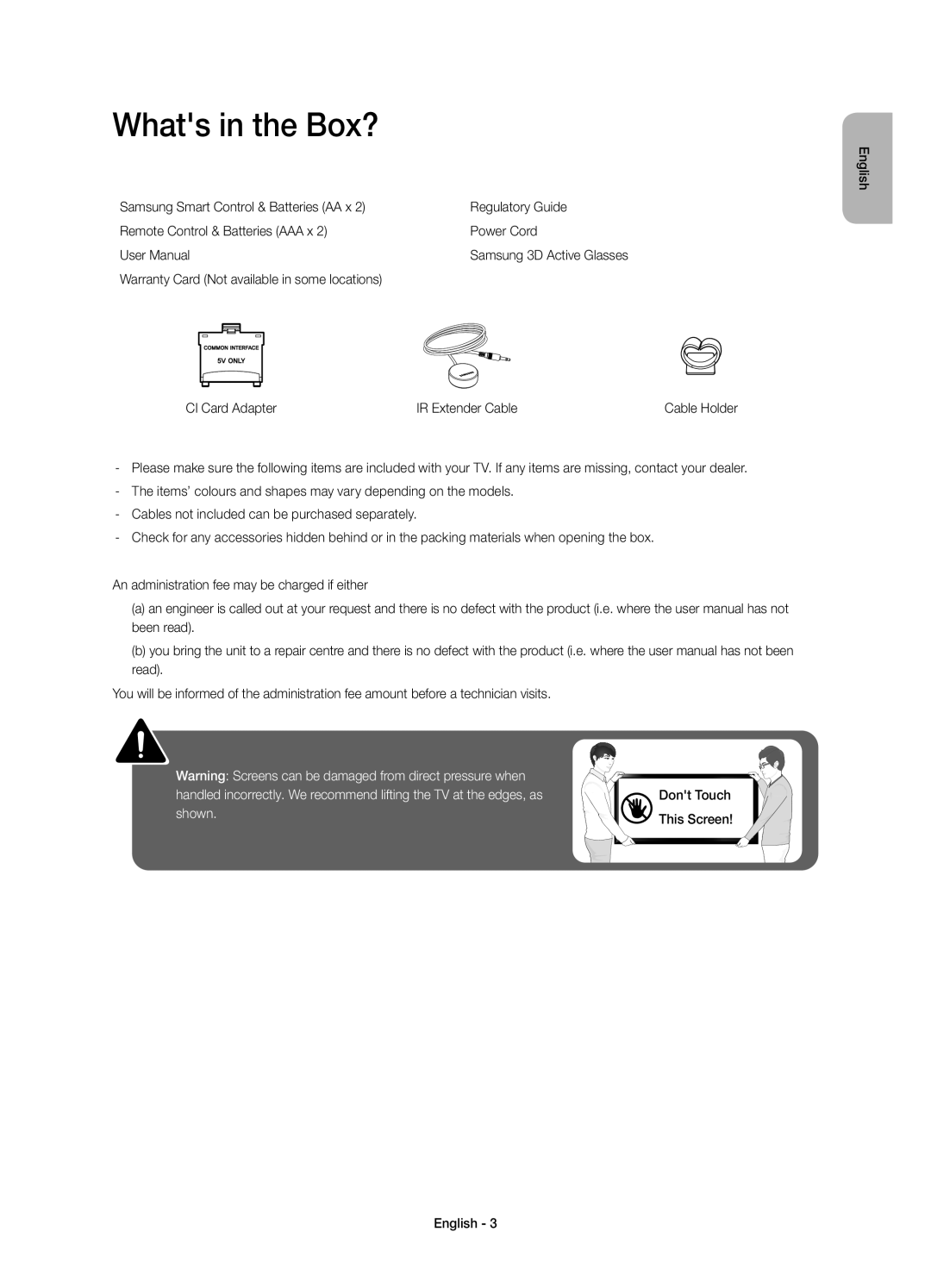 Samsung UE60H7005SQXXE, UE40H7005SQXXE, UE55H7005SQXXE, UE46H7005SQXXE manual Whats in the Box? 