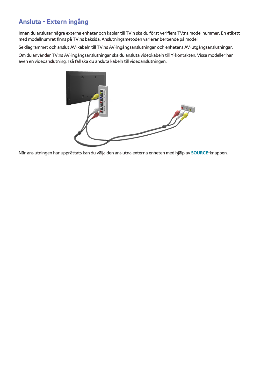 Samsung UE65HU8205TXXE, UE40HU6905UXXE, UE55HU8205TXXE, UE65HU7205UXXE, UE65HU7105UXXE, UE55HU7505TXXE Ansluta Extern ingång 