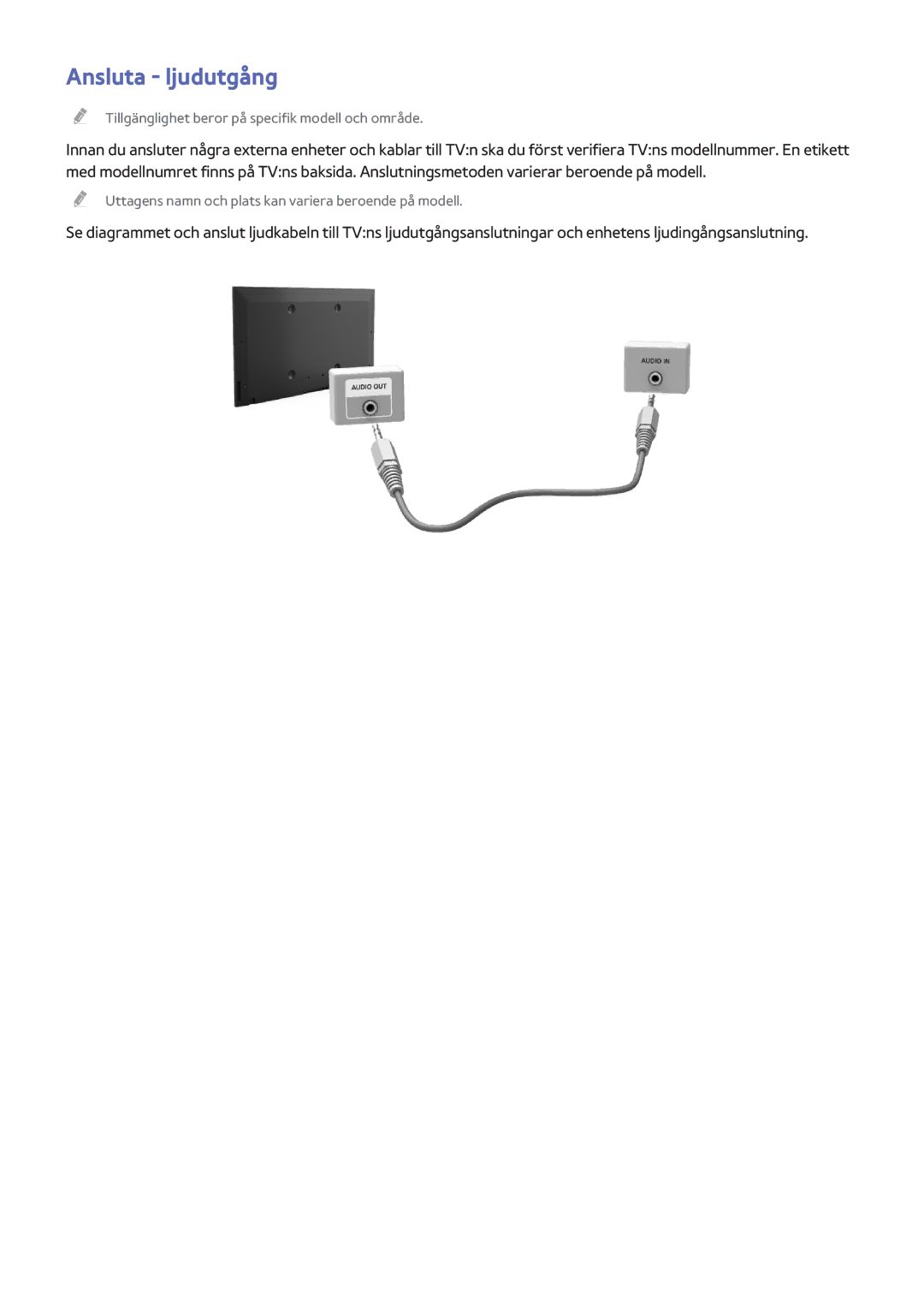 Samsung UE48HU7505TXXE, UE40HU6905UXXE, UE55HU8205TXXE, UE65HU7205UXXE, UE65HU7105UXXE, UE55HU7505TXXE manual Ansluta ljudutgång 