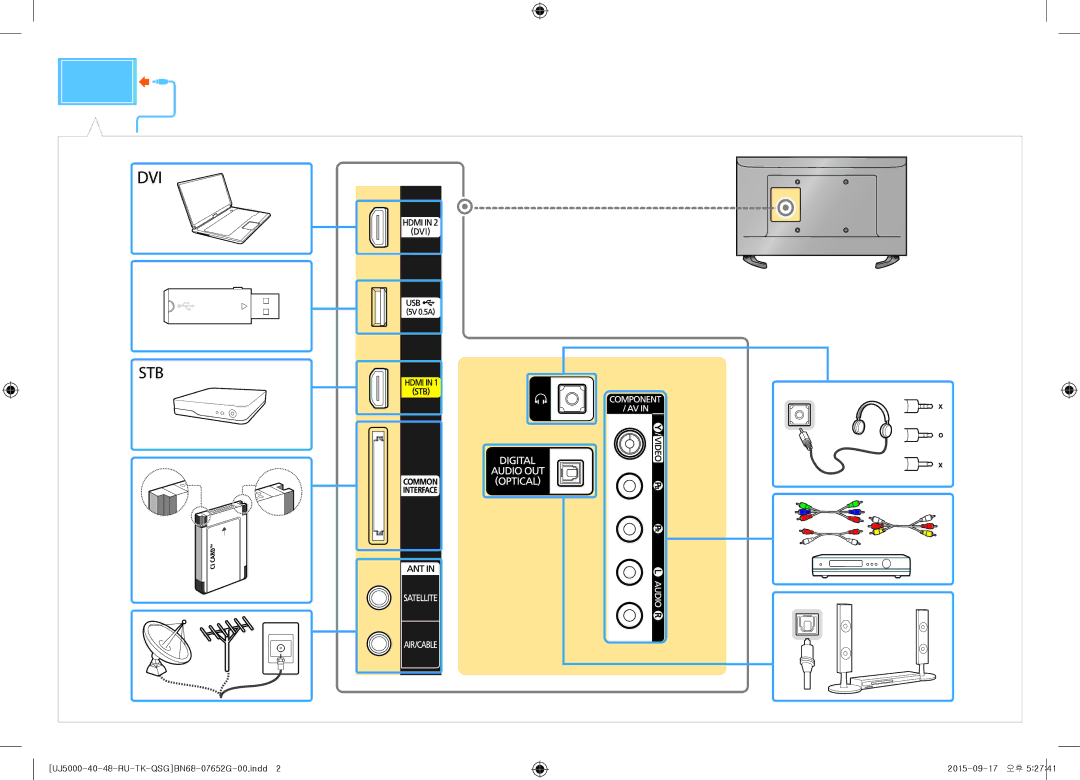 Samsung UE40J5000AUXRU, UE48J5000AUXRU manual UJ5000-40-48-RU-TK-QSGBN68-07652G-00.indd 2015-09-17 오후 