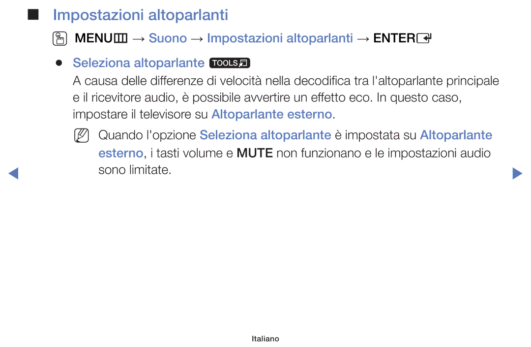 Samsung UE48H5030AKXZT, UE40J5150ASXZG, UE32H5000AWXXH, UE32H4000AKXZT, UE32H5000AKXZT manual Impostazioni altoparlanti 