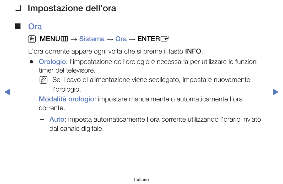 Samsung UE40J5150ASXZG, UE32H5000AWXXH, UE32H4000AKXZT, UE32H5000AKXZT, UE19H4000AWXXH manual Impostazione dellora, Ora 