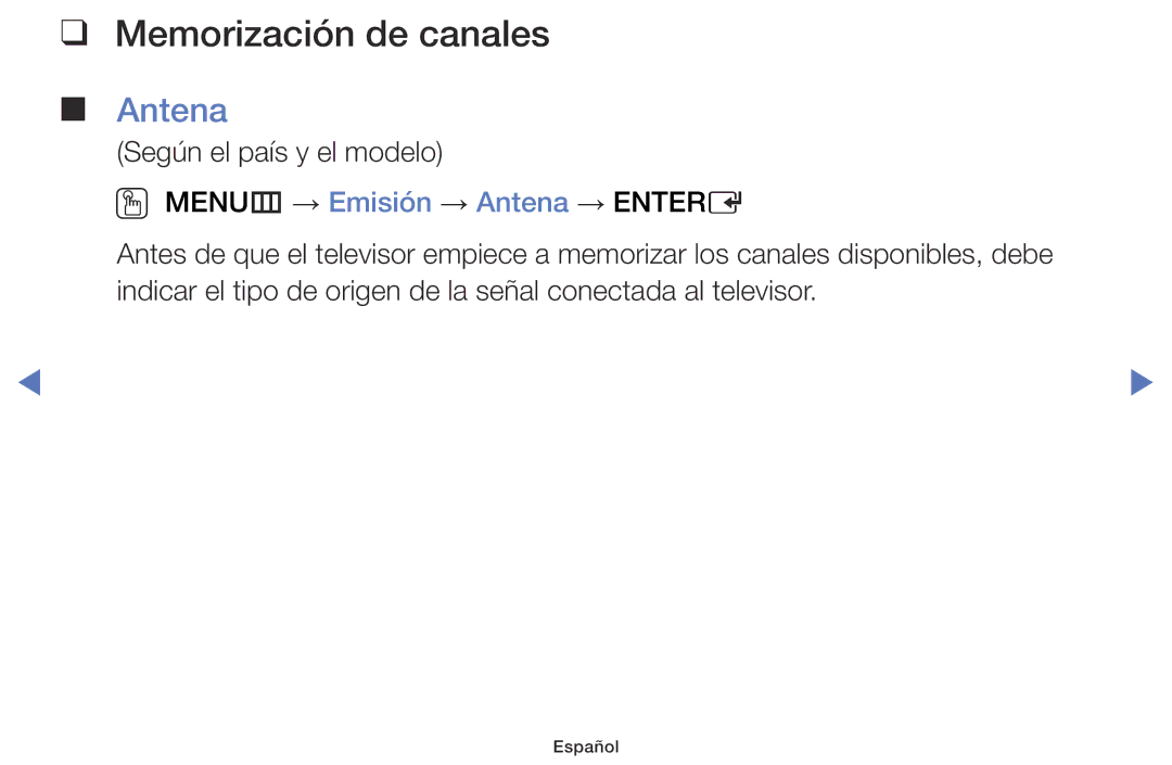 Samsung UE32J5000AWXXC, UE40J5170ASXZG, UE32J4000AWXXC, UE55J5170ASXZG, UE55J5570SUXXC manual Memorización de canales, Antena 