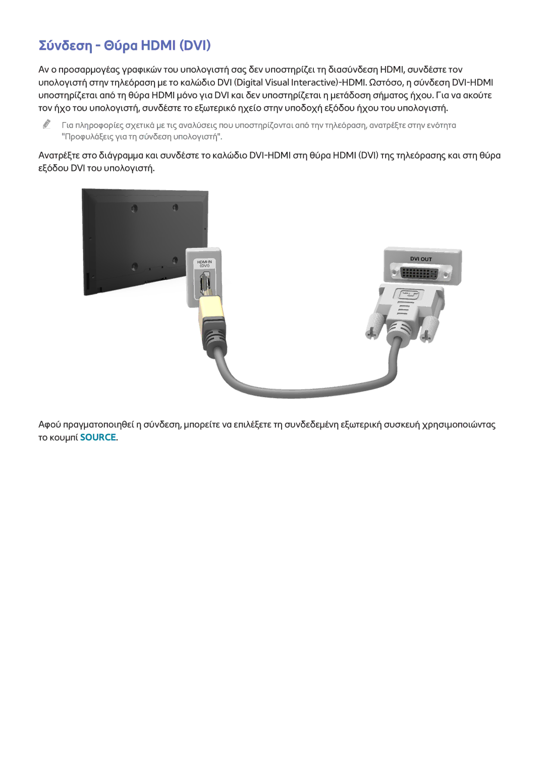 Samsung UE40J5200AWXXH manual Σύνδεση Θύρα Hdmi DVI 