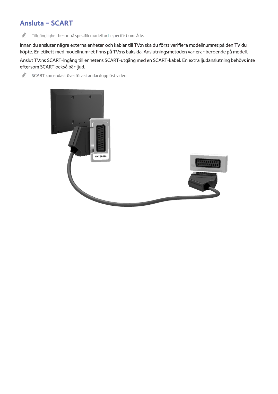 Samsung UE32J4505AKXXE, UE40J5205AKXXE, UE32J4515AKXXE, UE48J5205AKXXE, UE50J6175AUXXE, UE32J5205AKXXE manual Ansluta Scart 