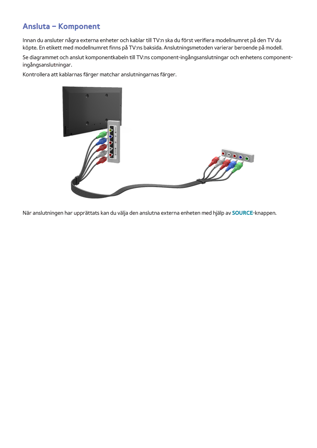 Samsung UE50J6175AUXXE, UE40J5205AKXXE, UE32J4515AKXXE, UE48J5205AKXXE, UE32J5205AKXXE, UE32J4505AKXXE manual Ansluta Komponent 