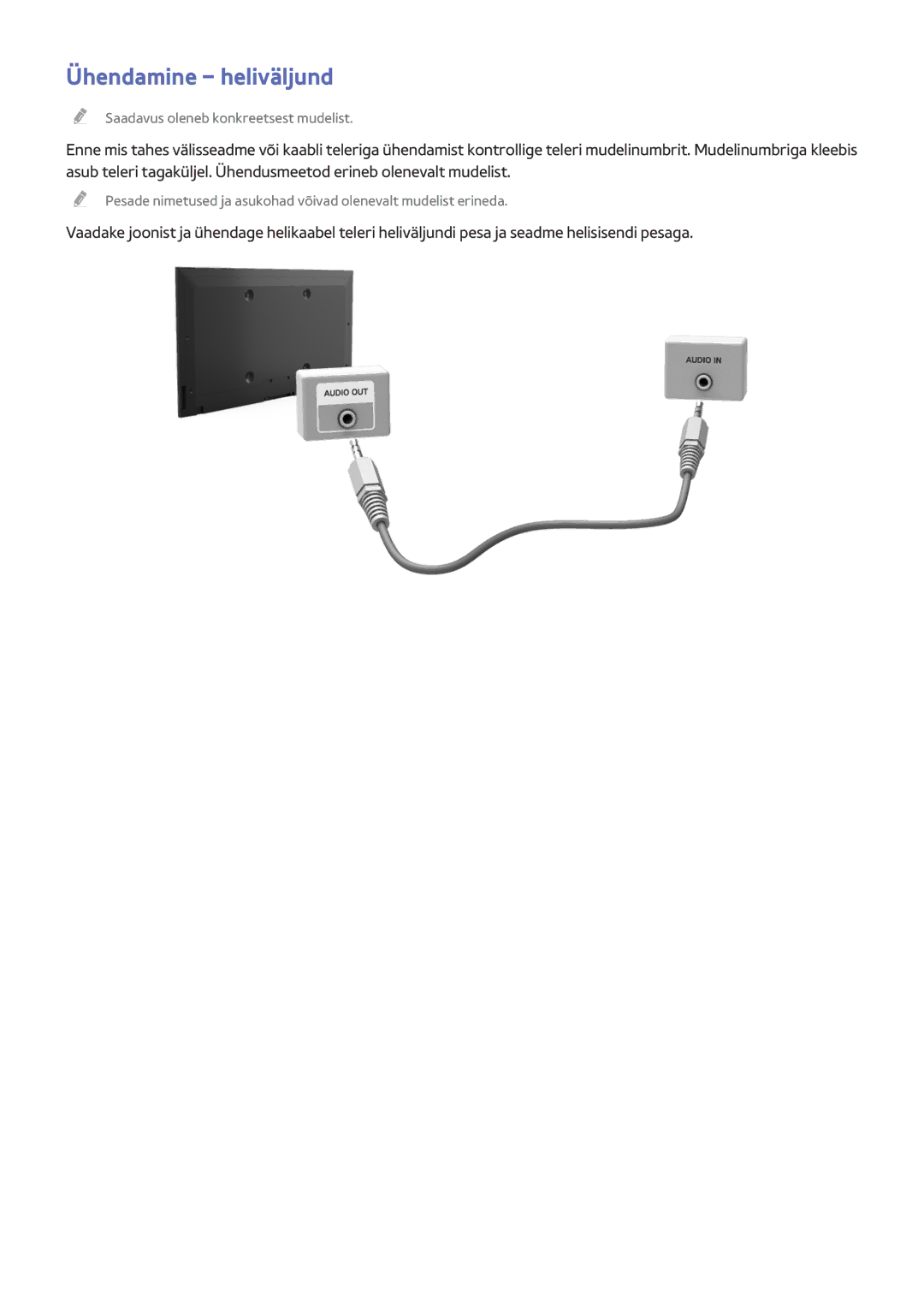 Samsung UE32J4510AWXXH, UE40J5250SSXZG, UE32J5250ASXZG, UE48J5250SSXZG, UE32J4580SSXZG, UE55J6150ASXZG Ühendamine heliväljund 