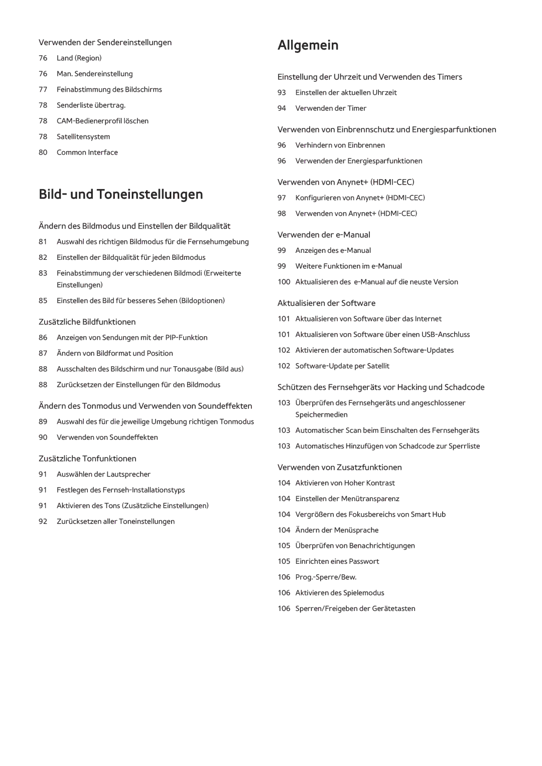 Samsung UE32J4580SSXZG, UE40J5250SSXZG, UE32J5250ASXZG, UE48J5250SSXZG, UE58J5200AWXXH manual Bild- und Toneinstellungen 