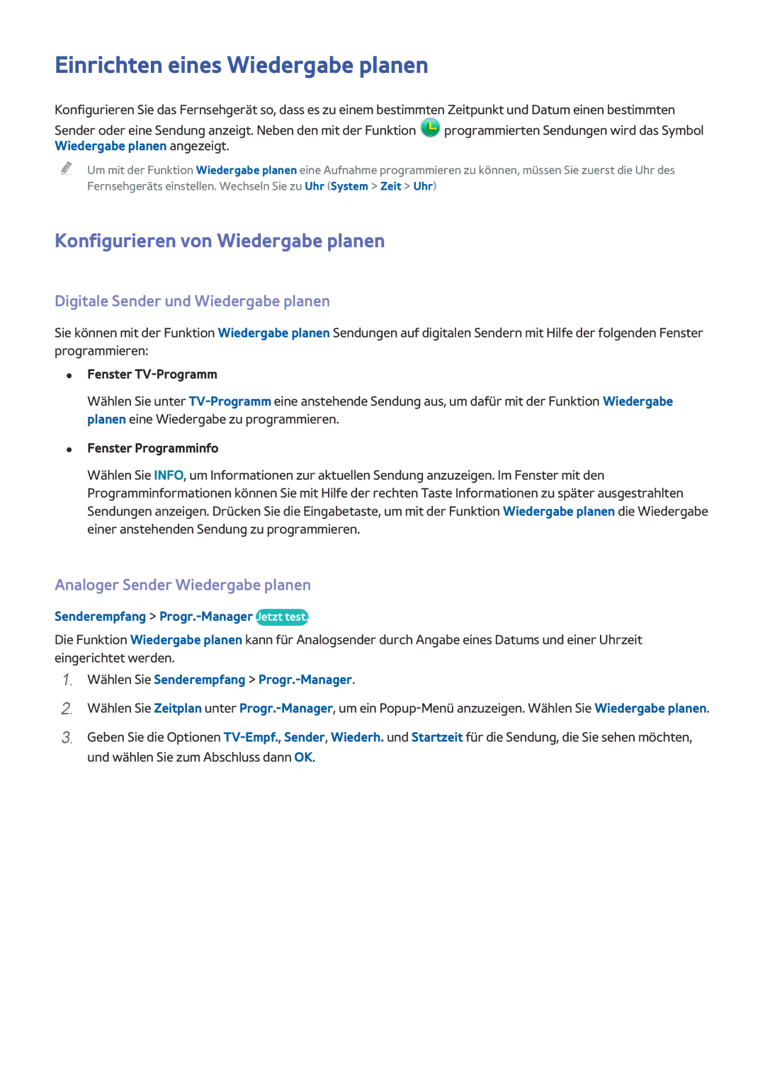 Samsung UE40J5200AWXXH, UE40J5250SSXZG manual Einrichten eines Wiedergabe planen, Konfigurieren von Wiedergabe planen 
