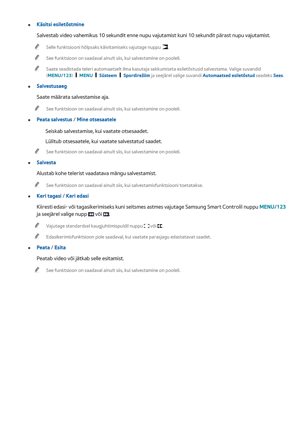 Samsung UE48J6202AKXXH, UE40J6250SUXZG manual Käsitsi esiletõstmine, Alustab kohe telerist vaadatava mängu salvestamist 