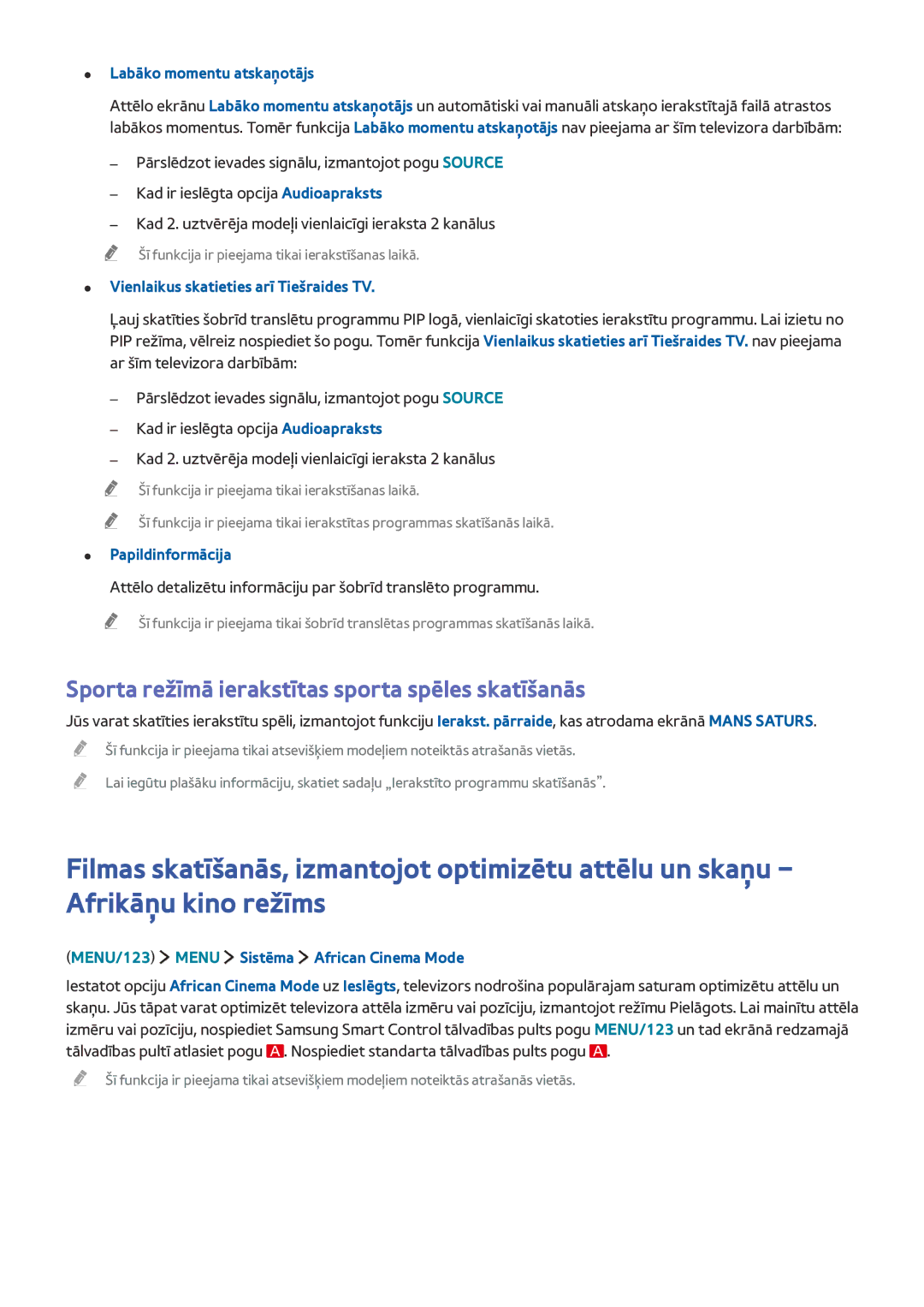 Samsung UE55J6302AKXXH manual Sporta režīmā ierakstītas sporta spēles skatīšanās, Vienlaikus skatieties arī Tiešraides TV 