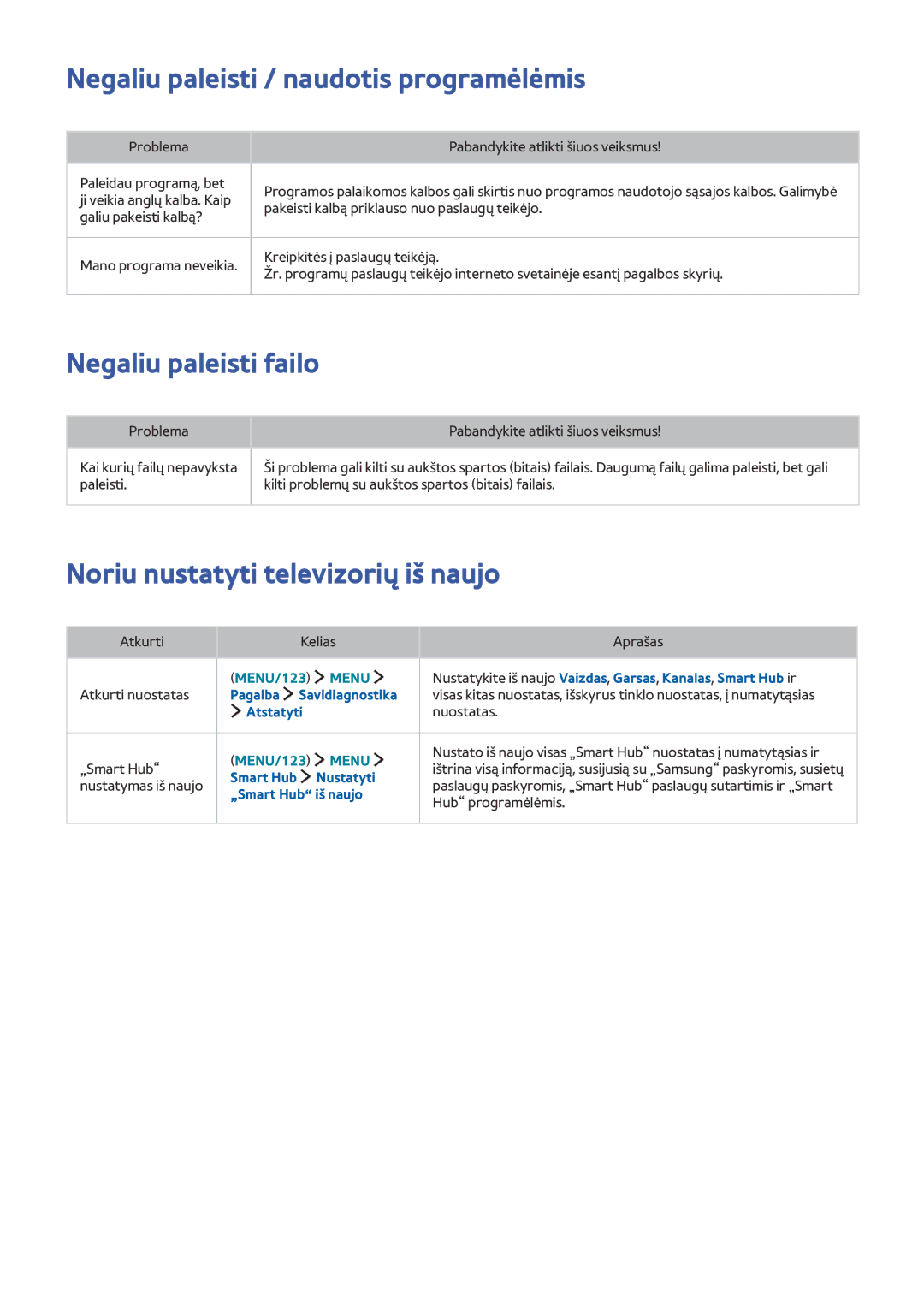 Samsung UE50J6282SUXXH, UE40J6250SUXZG, UE60J6250SUXZG Negaliu paleisti / naudotis programėlėmis, Negaliu paleisti failo 