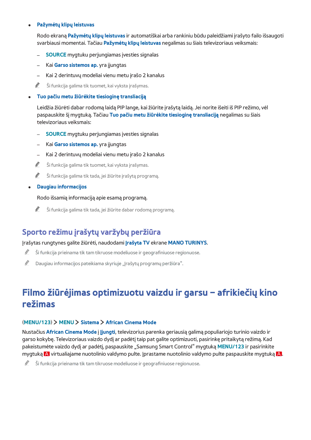 Samsung UE55J6302AKXXH manual Sporto režimu įrašytų varžybų peržiūra, Kai 2 derintuvų modeliai vienu metu įrašo 2 kanalus 