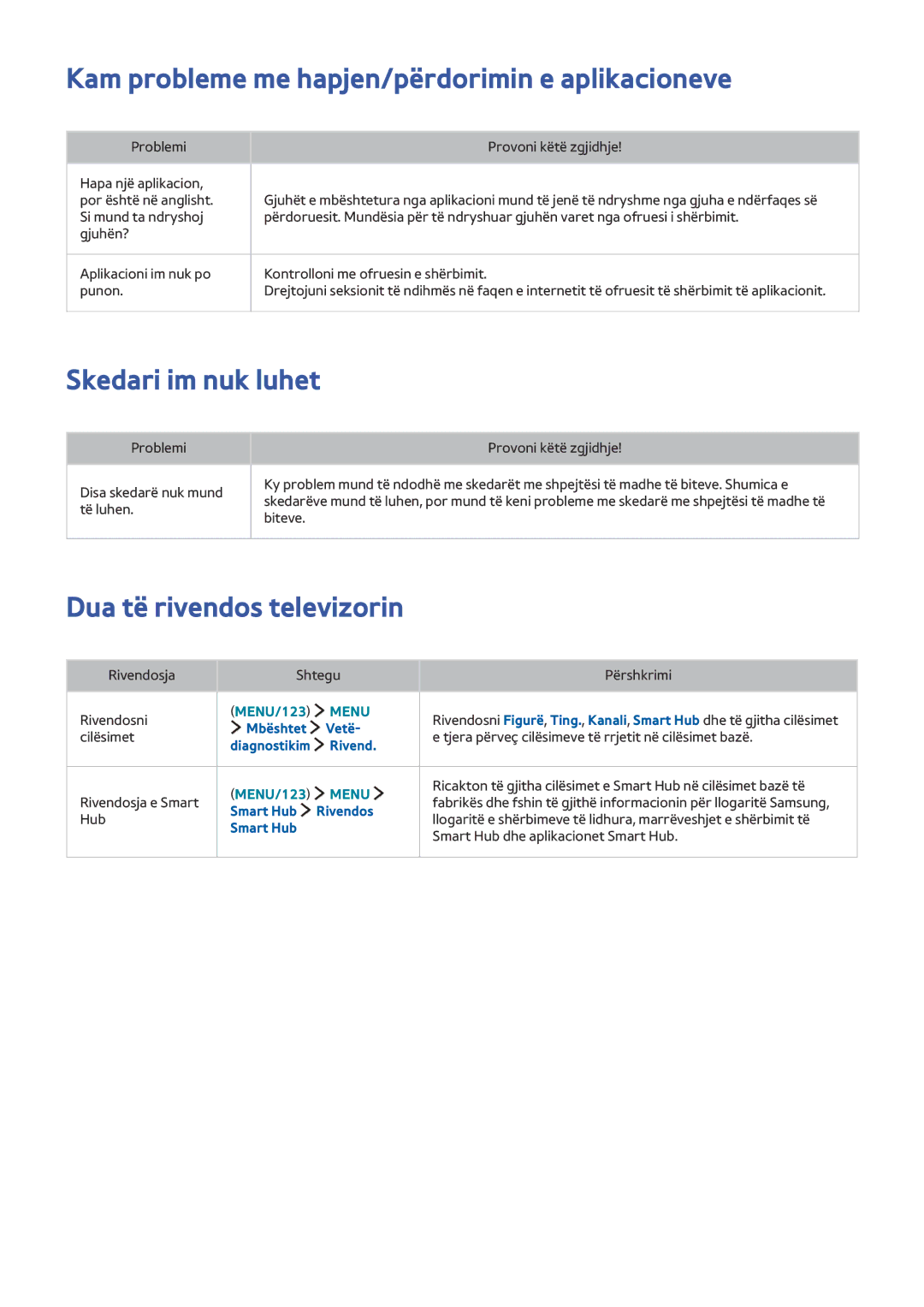 Samsung UE48J5512AKXXH, UE40J6302AKXXH manual Kam probleme me hapjen/përdorimin e aplikacioneve, Skedari im nuk luhet 