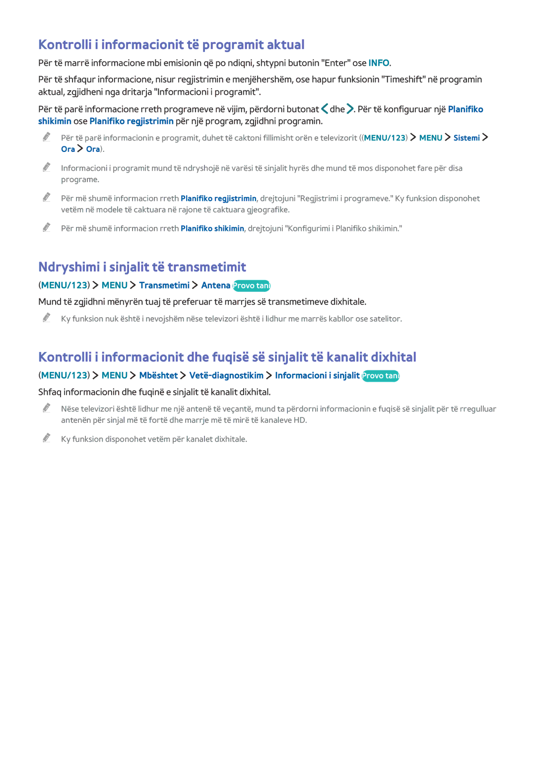 Samsung UE32J6302AKXXH, UE40J6302AKXXH Kontrolli i informacionit të programit aktual, Ndryshimi i sinjalit të transmetimit 