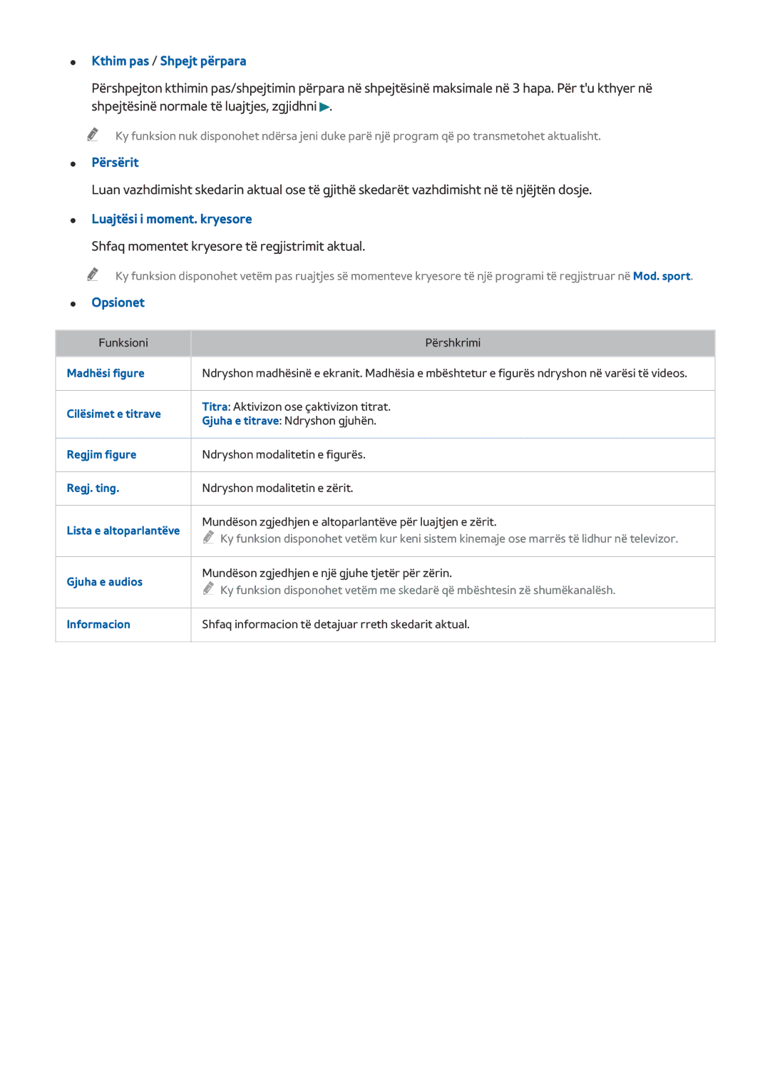 Samsung UE40J5512AKXXH, UE40J6302AKXXH manual Luajtësi i moment. kryesore, Shfaq momentet kryesore të regjistrimit aktual 