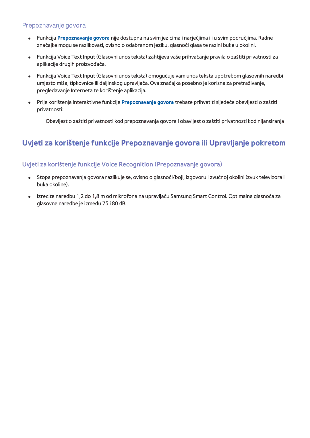 Samsung UE40J6302AKXXH, UE32J5502AKXXH, UE60J6282SUXXH, UE48J5502AKXXH, UE32J5572SUXXH, UE43J5502AKXXH Prepoznavanje govora 