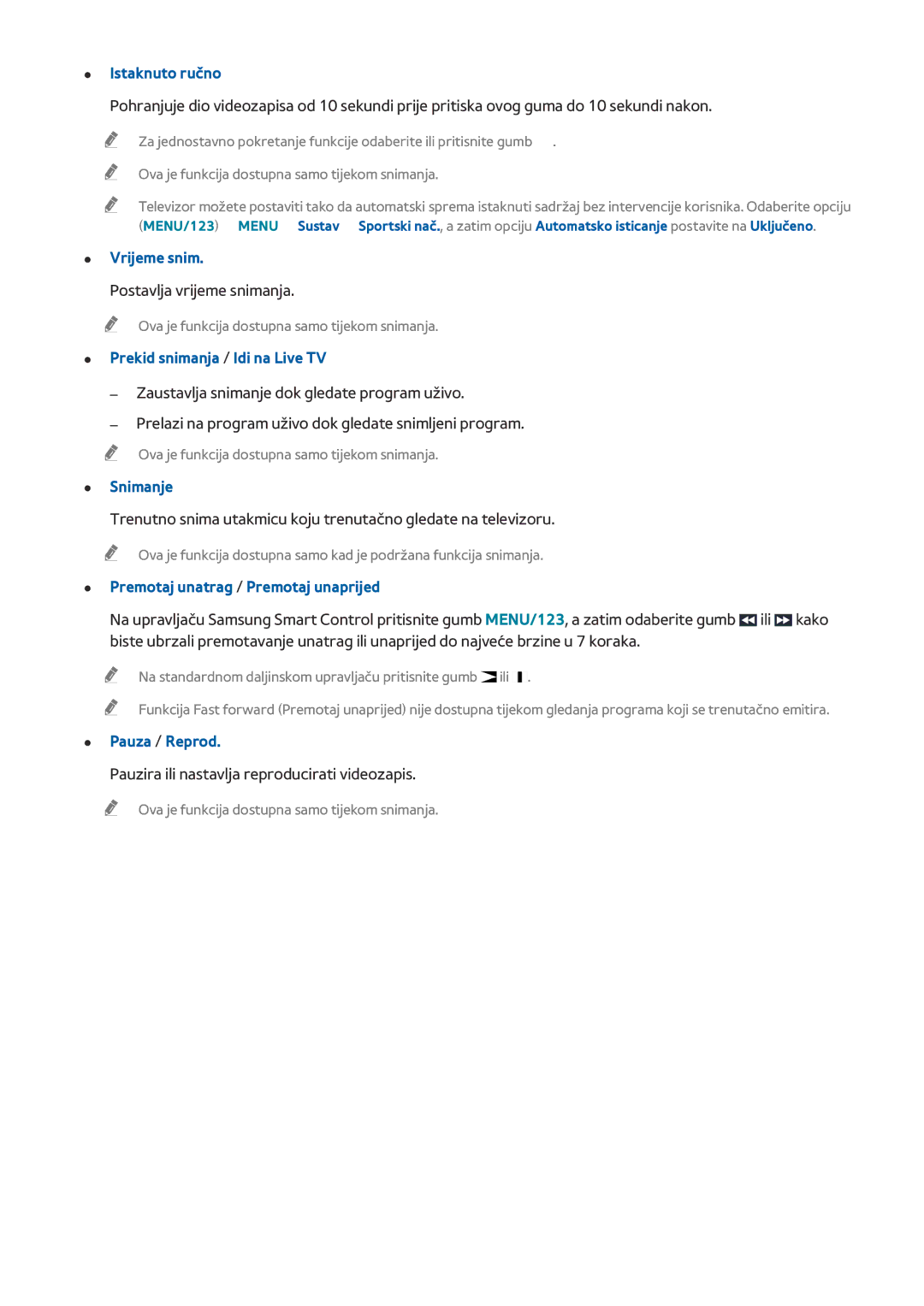 Samsung UE55J6202AKXXH, UE40J6302AKXXH, UE32J5502AKXXH manual Istaknuto ručno, Pauzira ili nastavlja reproducirati videozapis 