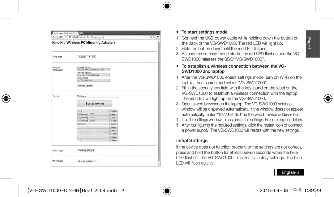 Samsung UE40JU6790UXRU, UE40J6390AUXRU, UE48J6590AUXRU, UE55J6390AUXRU Initial Settings, To start settings mode, English-3 