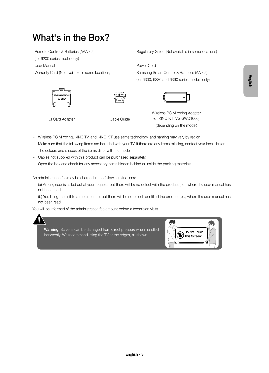 Samsung UE40J6200AUXRU, UE40J6390AUXRU, UE55J6330AUXRU, UE55J6390AUXRU manual Whats in the Box?, CI Card Adapter Cable Guide 