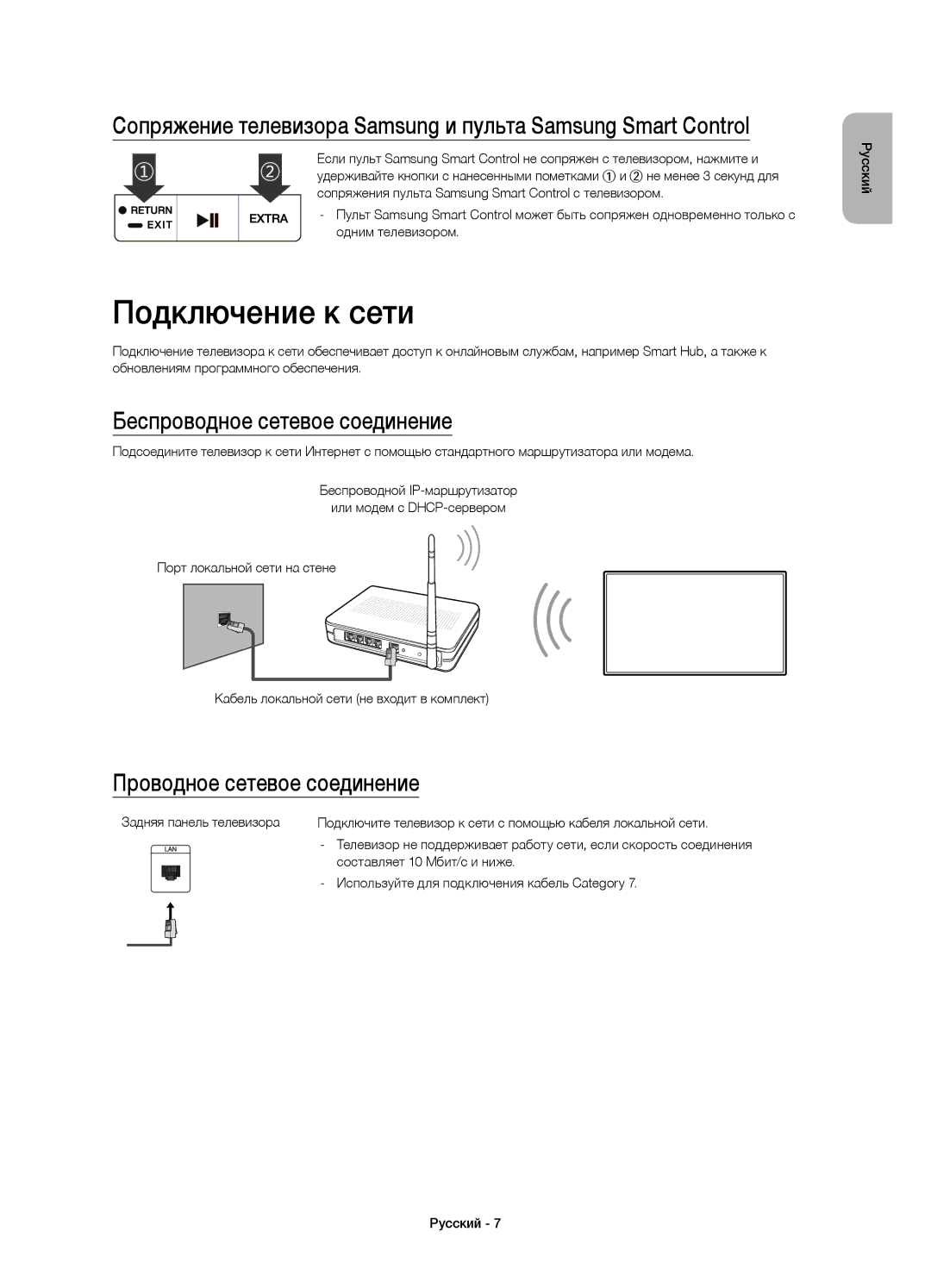 Samsung UE40J6200AUXRU, UE40J6390AUXRU Подключение к сети, Беспроводное сетевое соединение, Проводное сетевое соединение 