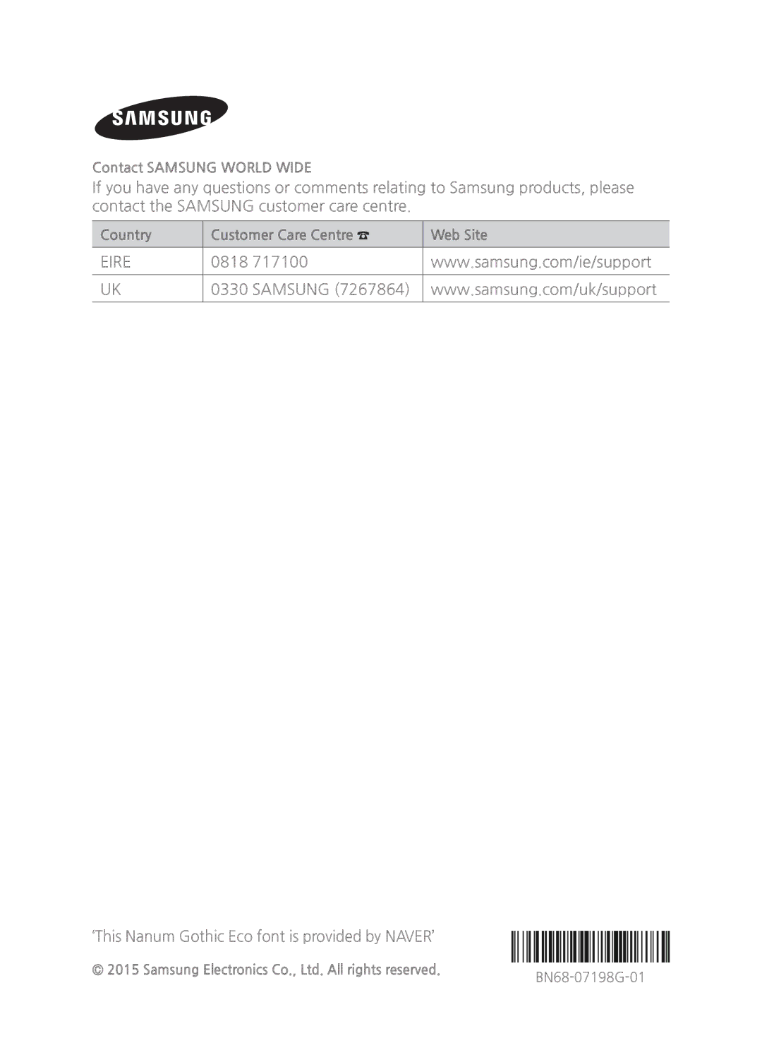 Samsung UE55JU6400KXXN, UE40JU6410UXXC, UE48JU6400KXXC, UE55JU6400KXZT, UE60JU6400KXZF, UE65JU6400KXZF, UE55JU6410UXZF Eire 