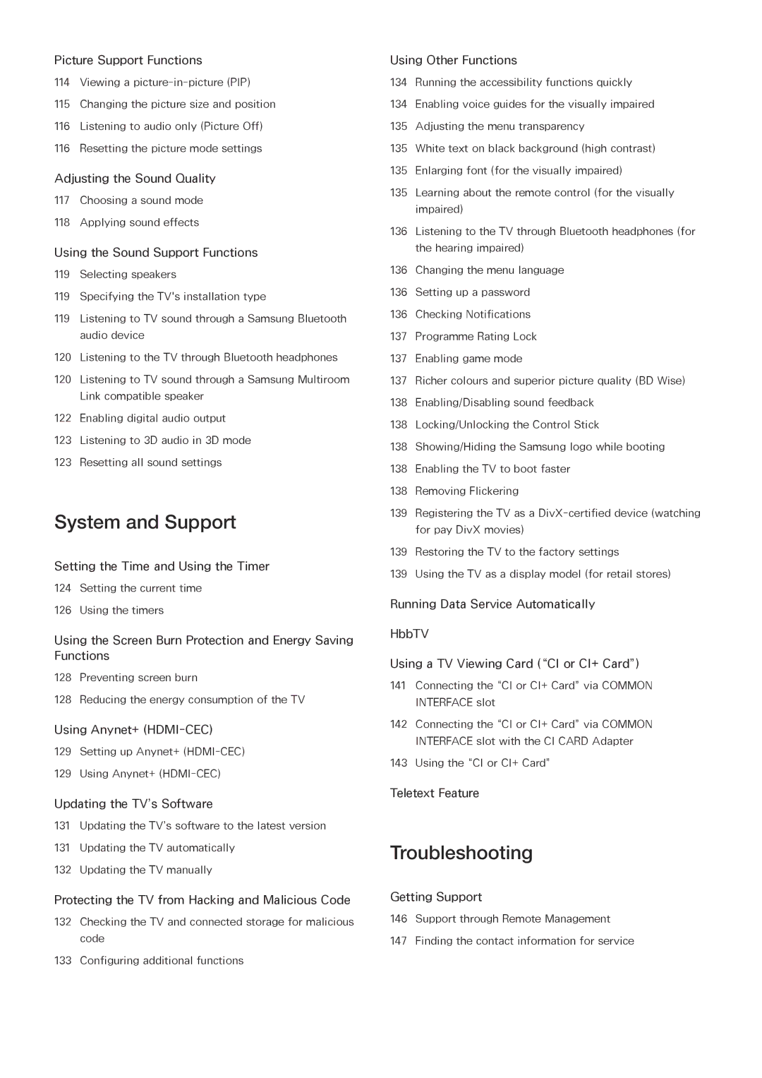 Samsung UE40JU6450UXZG, UE40JU6495UXZG, UE48JU6495UXZG, UE48JU6490UXZG, UE40JU6435UXZG, UE40JU6485UXZG manual System and Support 