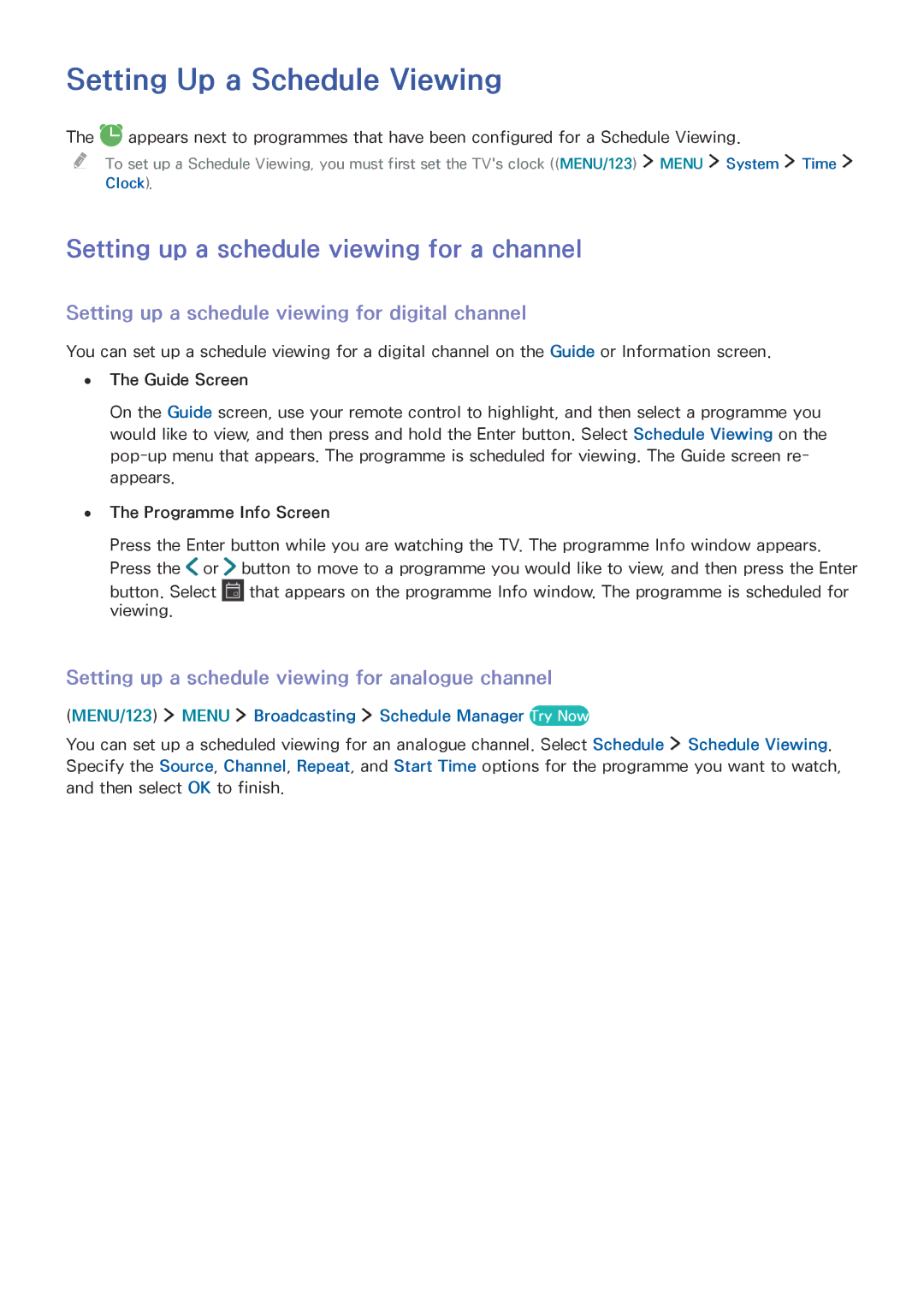 Samsung UE48JU7000LXXH, UE40JU6495UXZG manual Setting Up a Schedule Viewing, Setting up a schedule viewing for a channel 