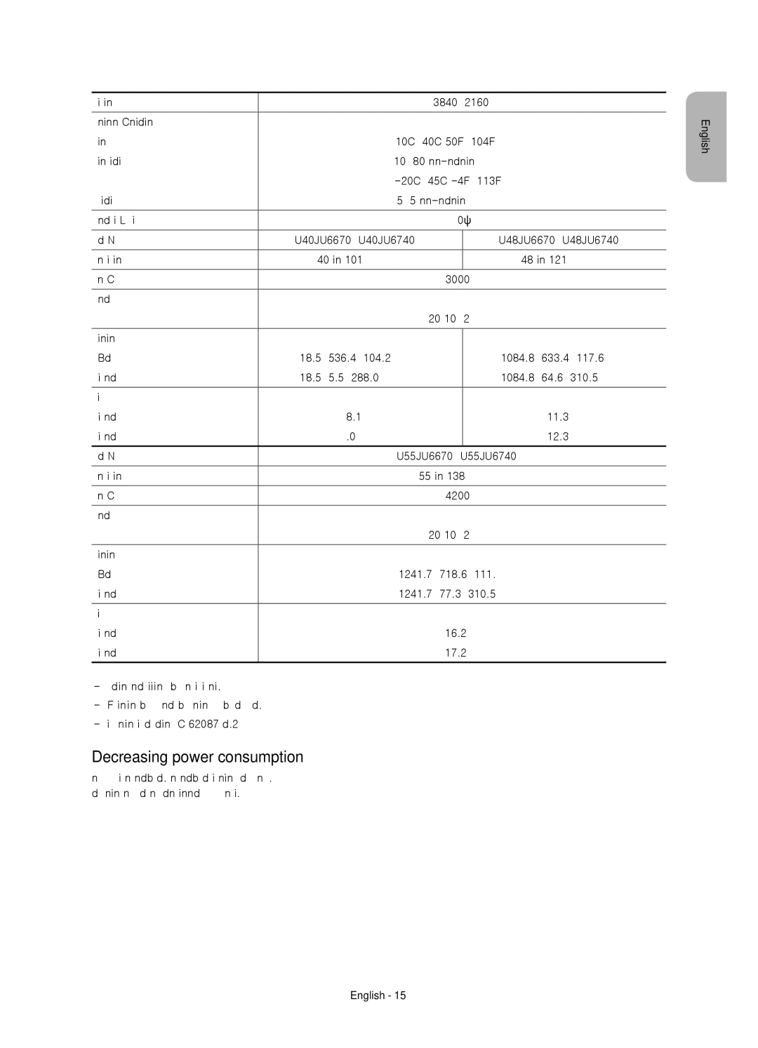 Samsung UE48JU6640UXZF, UE40JU6750UXZG, UE40JU6640UXZG, UE55JU6740SXXH, UE48JU6640UXZG manual Decreasing power consumption 