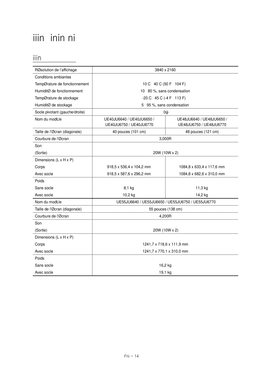 Samsung UE40JU6670SXXN, UE40JU6750UXZG, UE40JU6640UXZG, UE55JU6740SXXH manual Spécifications et informations supplémentaires 