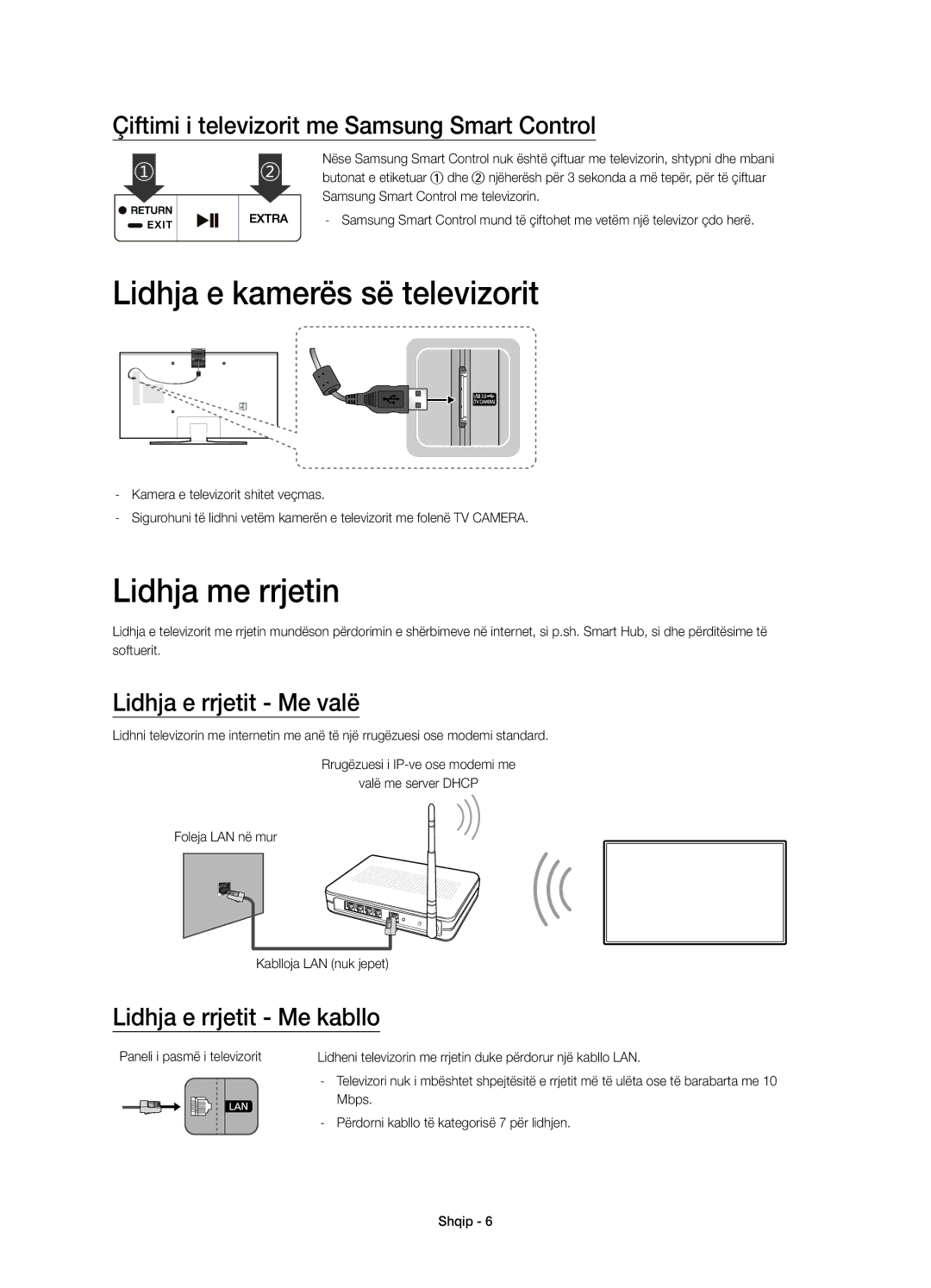 Samsung UE40JU7002TXXH Lidhja e kamerës së televizorit, Lidhja me rrjetin, Çiftimi i televizorit me Samsung Smart Control 