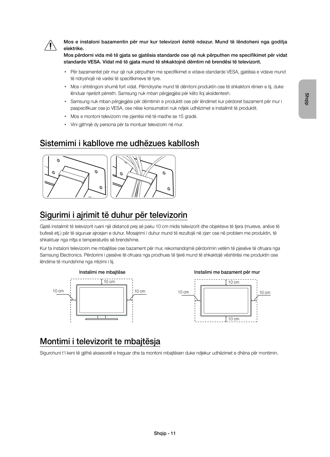 Samsung UE75JU7000LXXN, UE40JU7000LXXH, UE55JU7000LXXH, UE48JU7000LXXH, UE65JU7000LXXH Montimi i televizorit te mbajtësja 