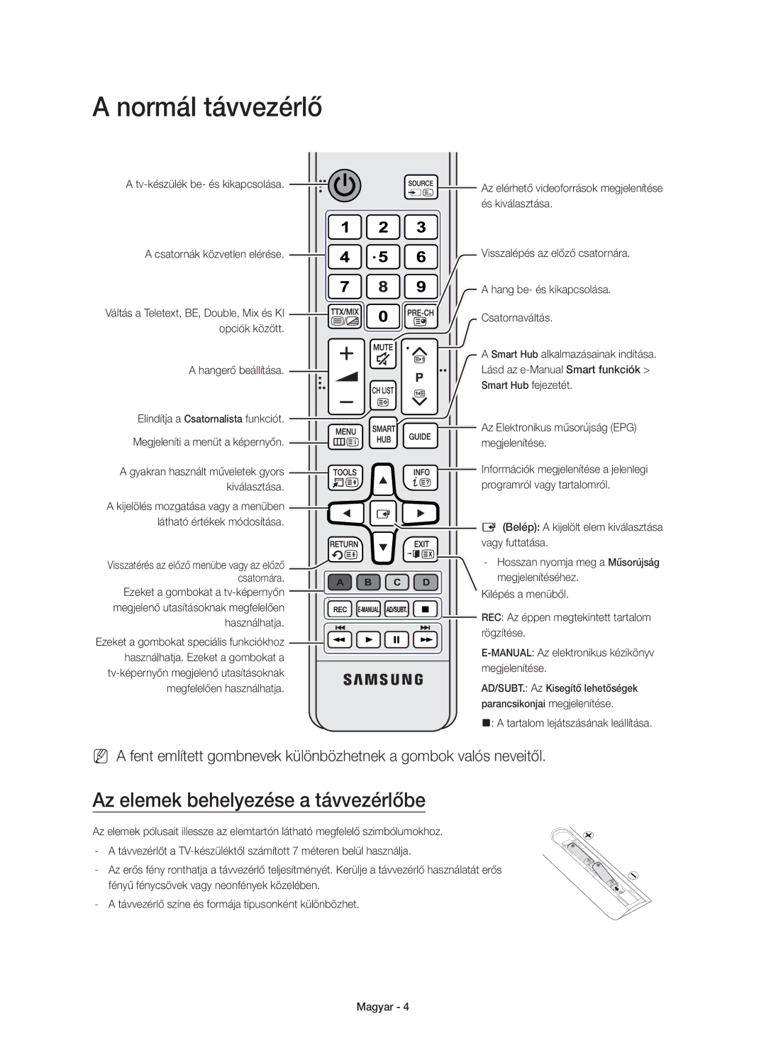 Samsung UE55JU7000LXXH, UE40JU7000LXXH, UE48JU7000LXXH manual És kiválasztása, Hangerő beállítása, Használhatja, Rögzítése 