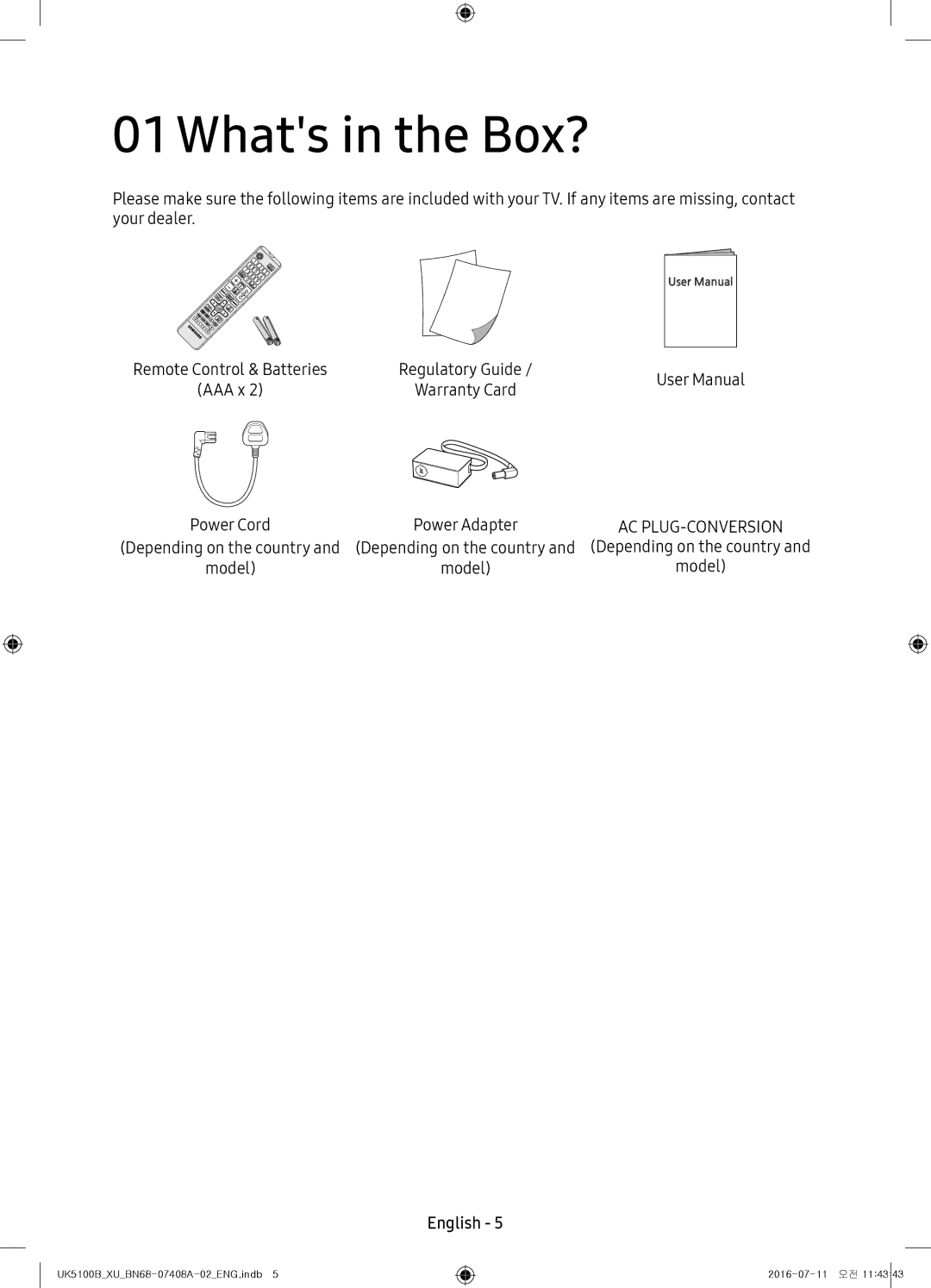 Samsung UE40K5100AKXXU, UE40K5100AKXZT, UE32K4100AKXZT, UE32K5100AKXZT, UE32K5100AKXXU, UE32K4100AKXXU manual Whats in the Box? 