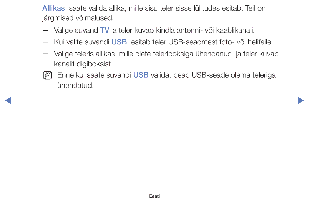 Samsung UE32K5102AKXBT, UE40K5102AKXBT, UE49K5102AKXBT manual Eesti 