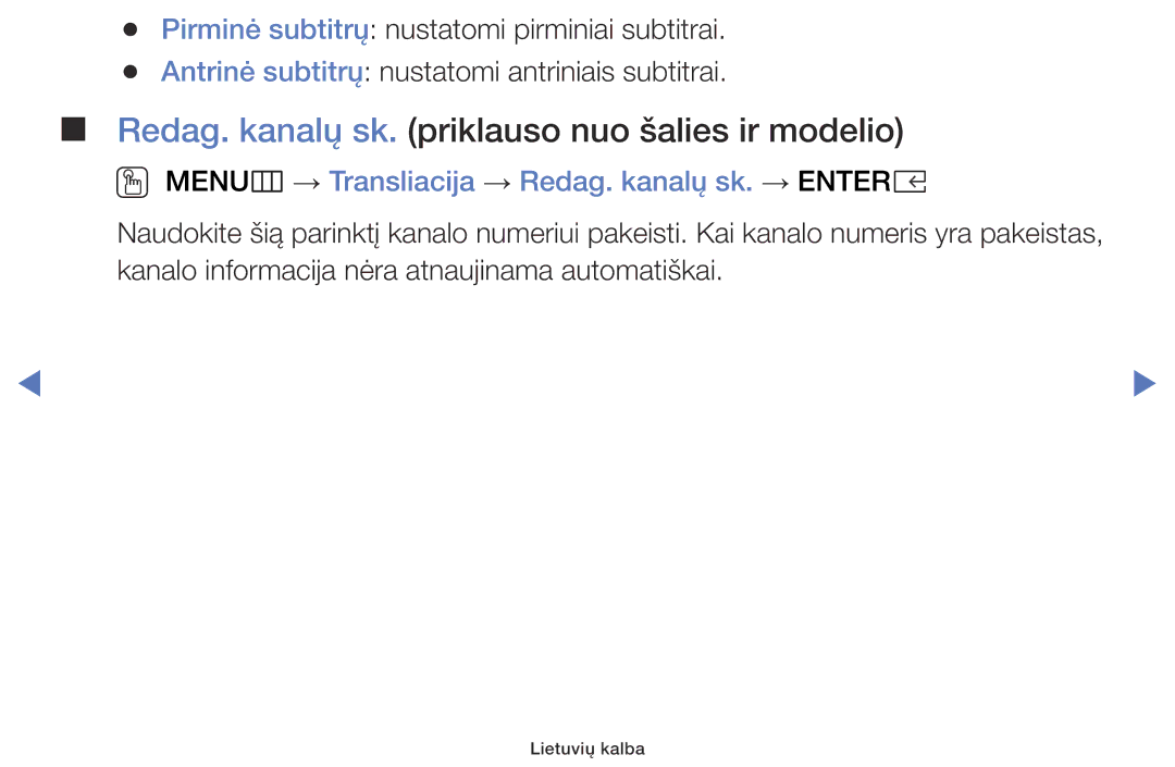 Samsung UE49K5102AKXBT, UE40K5102AKXBT, UE32K5102AKXBT manual Redag. kanalų sk. priklauso nuo šalies ir modelio 