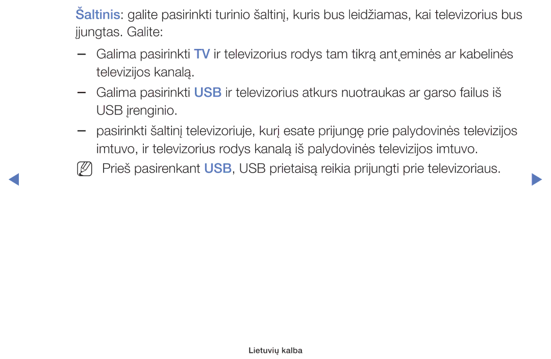 Samsung UE32K5102AKXBT, UE40K5102AKXBT, UE49K5102AKXBT manual Lietuvių kalba 