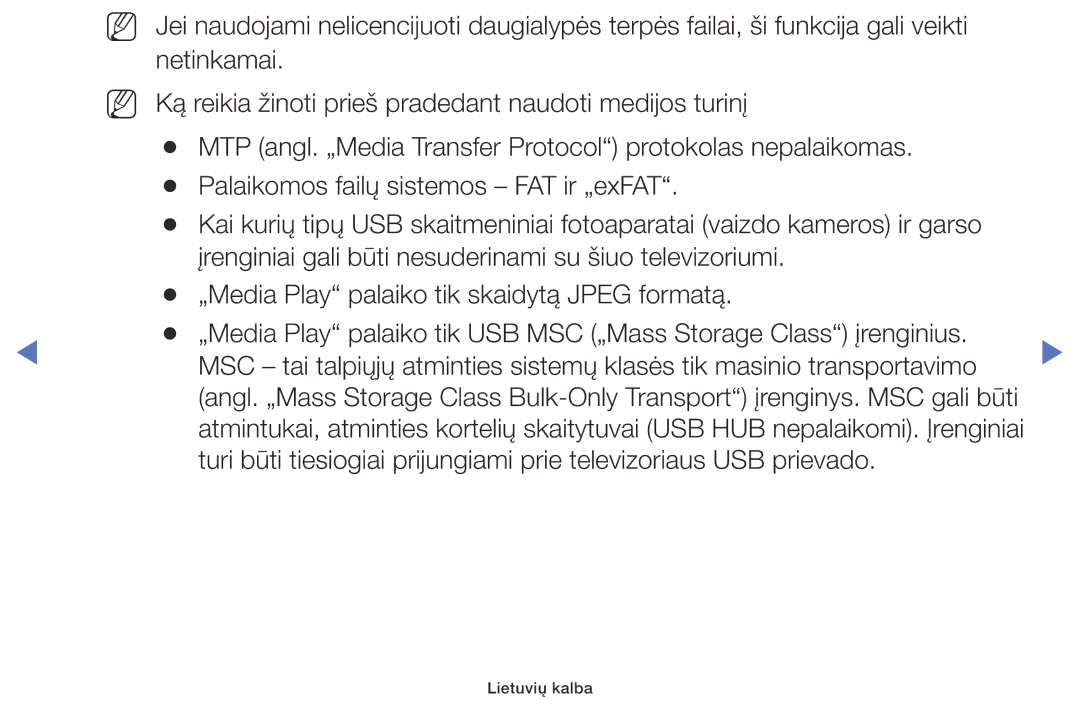 Samsung UE40K5102AKXBT, UE32K5102AKXBT, UE49K5102AKXBT manual Lietuvių kalba 