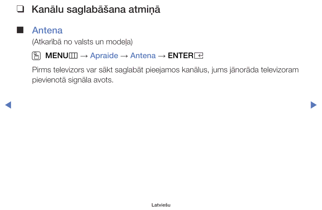 Samsung UE49K5102AKXBT, UE40K5102AKXBT, UE32K5102AKXBT manual Kanālu saglabāšana atmiņā, Antena 