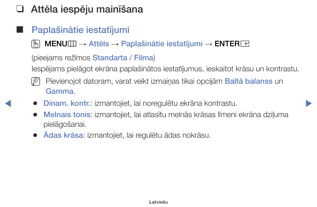 Samsung UE49K5102AKXBT, UE40K5102AKXBT, UE32K5102AKXBT manual Attēla iespēju mainīšana, Paplašinātie iestatījumi 