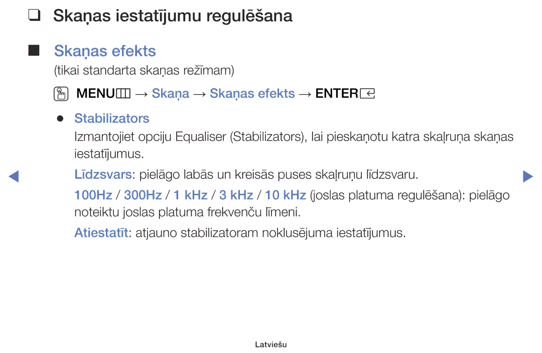 Samsung UE32K5102AKXBT, UE40K5102AKXBT, UE49K5102AKXBT manual Skaņas iestatījumu regulēšana, Skaņas efekts 