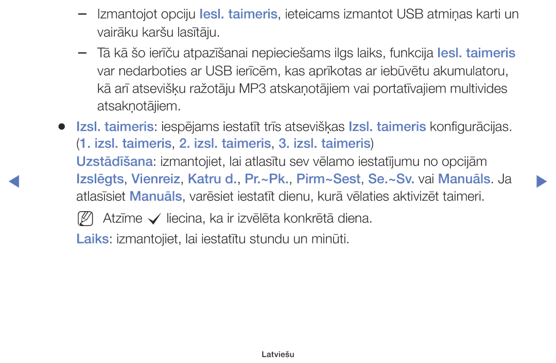 Samsung UE32K5102AKXBT, UE40K5102AKXBT, UE49K5102AKXBT manual Izsl. taimeris, 2. izsl. taimeris, 3. izsl. taimeris 