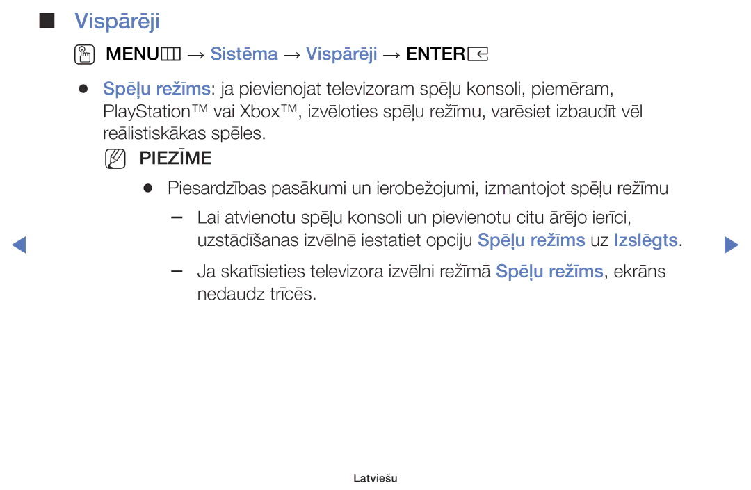 Samsung UE40K5102AKXBT, UE32K5102AKXBT, UE49K5102AKXBT manual OO MENUm → Sistēma → Vispārēji → Entere 