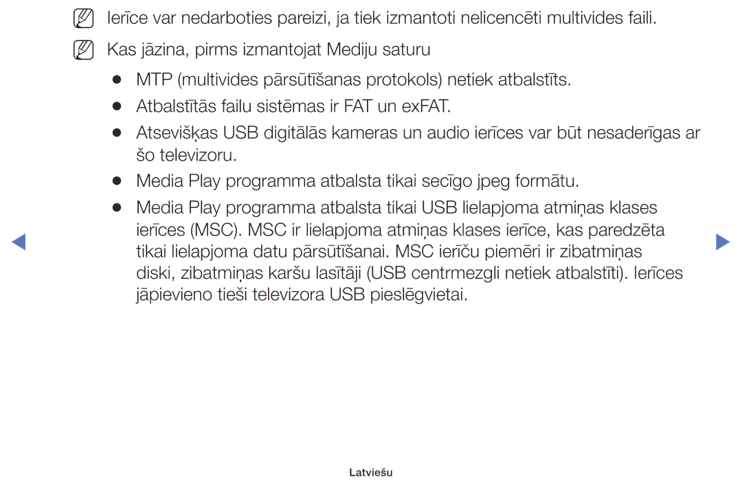 Samsung UE40K5102AKXBT, UE32K5102AKXBT, UE49K5102AKXBT manual Jāpievieno tieši televizora USB pieslēgvietai 