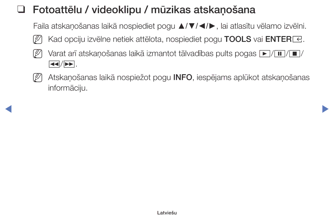 Samsung UE32K5102AKXBT, UE40K5102AKXBT, UE49K5102AKXBT manual Fotoattēlu / videoklipu / mūzikas atskaņošana 