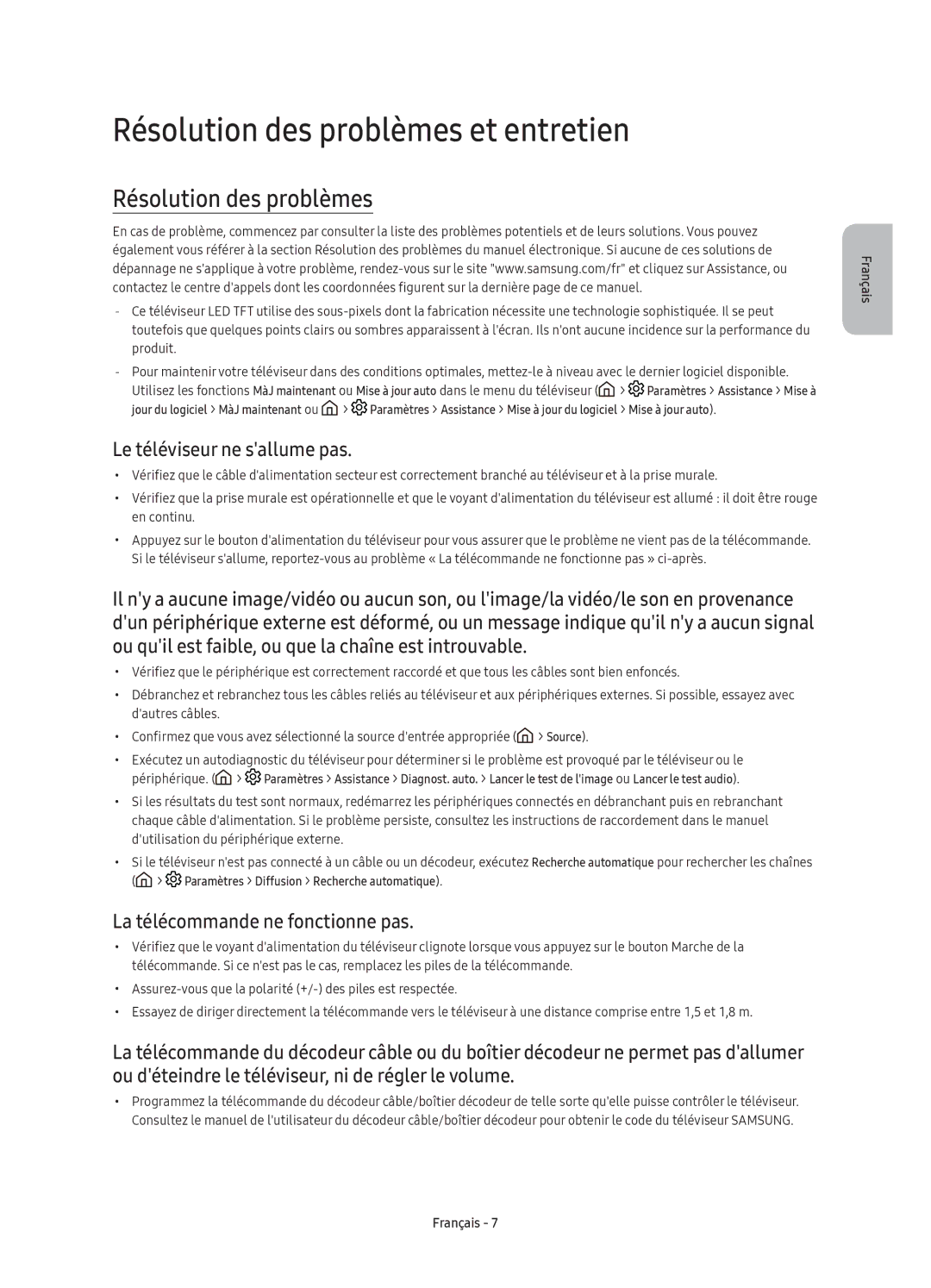 Samsung UE49K5500AKXXC, UE40K5500AKXXC, UE40K5500AKXZF Résolution des problèmes et entretien, Le téléviseur ne sallume pas 