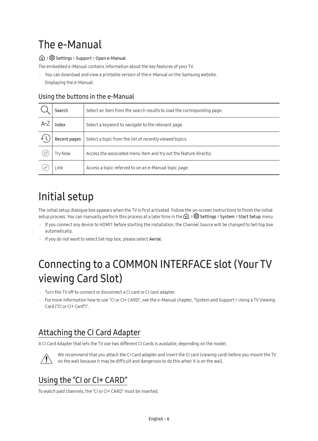 Samsung UE32K5600AKXZF, UE40K5500AKXXC E-Manual, Initial setup, Attaching the CI Card Adapter, Using the CI or CI+ Card 