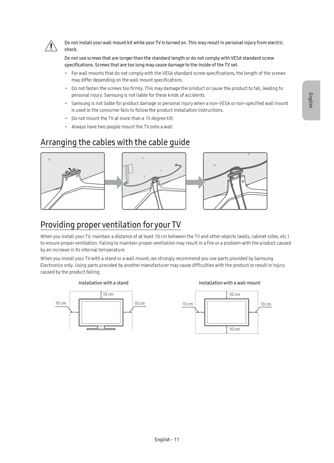 Samsung UE49K5510AUXRU, UE40K5510AUXRU manual Installation with a stand 