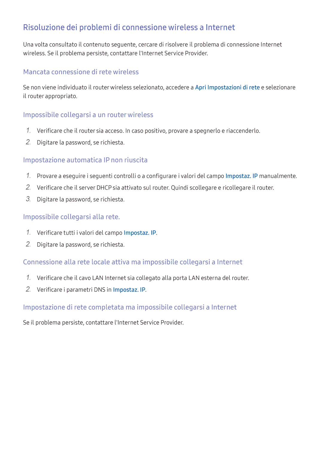 Samsung UE55K5500AWXXH Risoluzione dei problemi di connessione wireless a Internet, Mancata connessione di rete wireless 